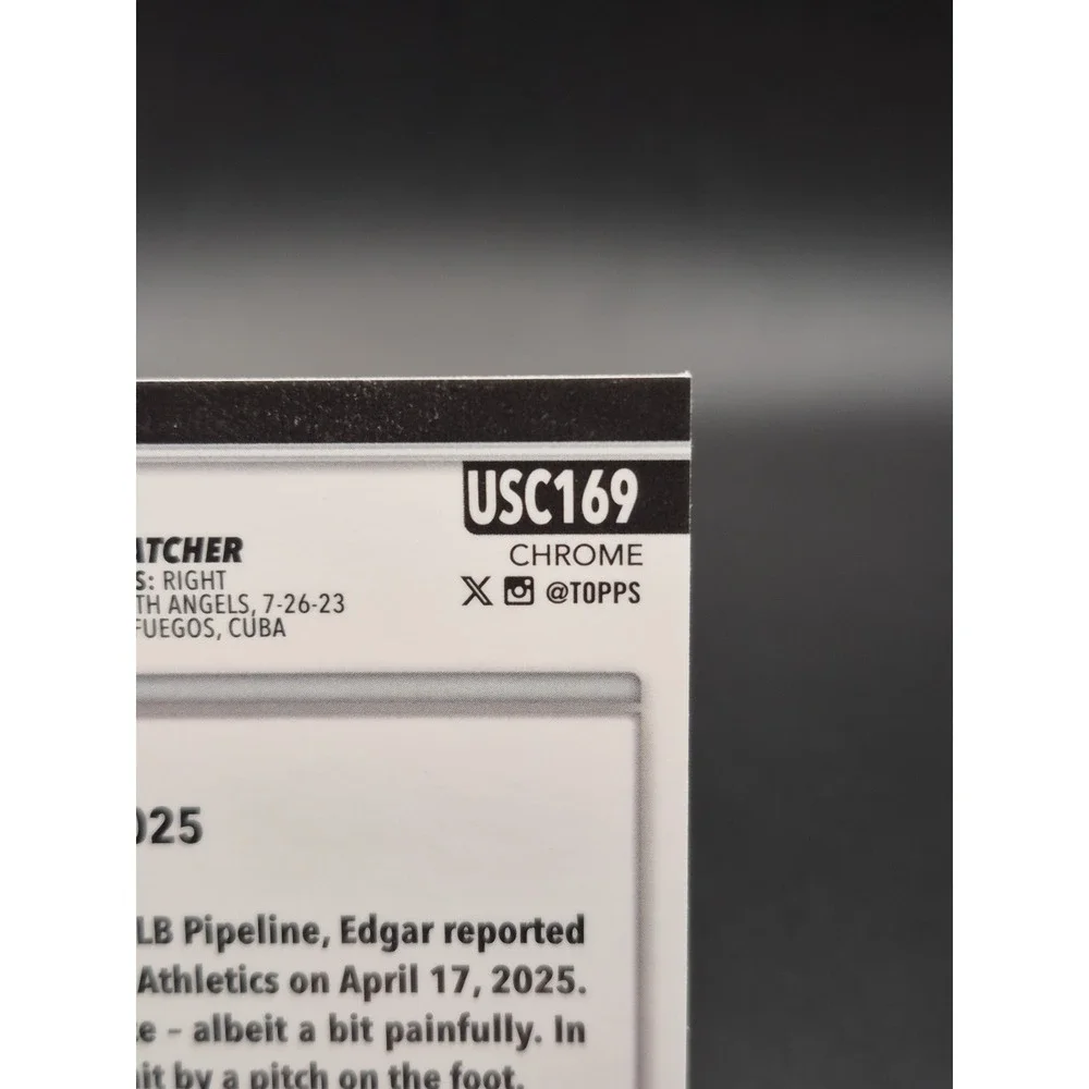 2025 Topps Chrome Edgar Quero #USC169 Rookie Debut Purple Raywave /250‎ (Rc) Sox